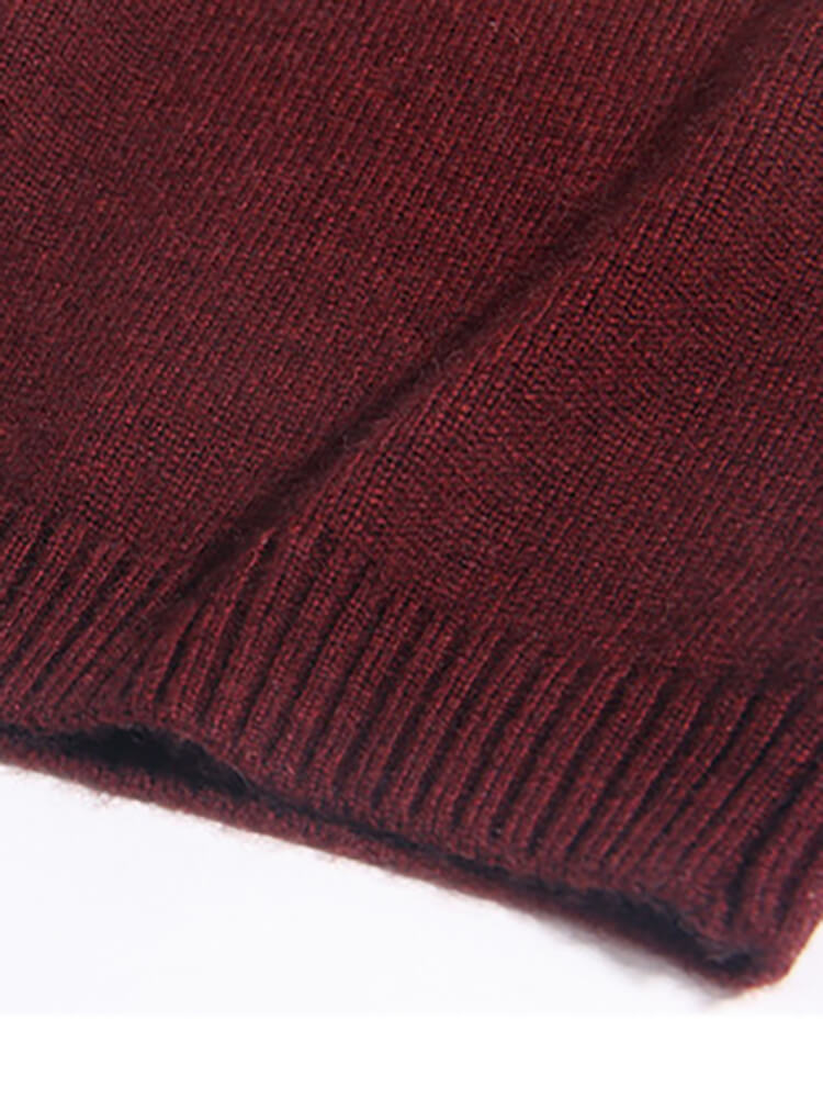 Kids Burgundy Floral Embroidered Cashmere Pullover Sweater